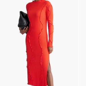 & Other Stories Vibrant Red Long Sleeve Dress